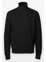 ανδρικό μαύρο slhtom knit structure roll neck selected homme