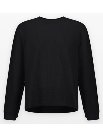 ανδρικό μαύρο laminar sweatshirt in waffle jersey herno σε προσφορά