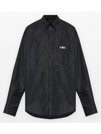 ανδρικό μαύρο balenciaga bb embroidered oversized shirt