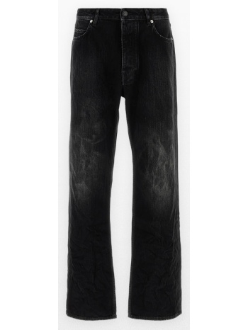 ανδρικό μαύρο distressed wide-leg denim jeans balenciaga