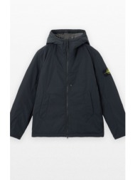 ανδρικό μαύρο micro twill padded hooded jacket with anti-drop and snap pockets stone island