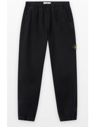 ανδρικό μαύρο organic panama cotton `old` effect trousers stone island