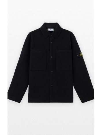 ανδρικό μαύρο felted rws wool button-up shirt stone island σε προσφορά
