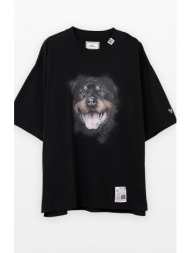 ανδρικό μαύρο dog printed t-shirt maison mihara yasuhiro