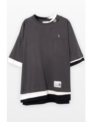 ανδρικό μαύρο triple layered t-shirt maison mihara yasuhiro