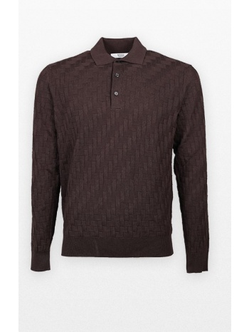 ανδρικό καφέ long-sleeved polo shirt +39masq σε προσφορά