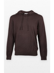 ανδρικό καφέ knitted hoodie +39masq