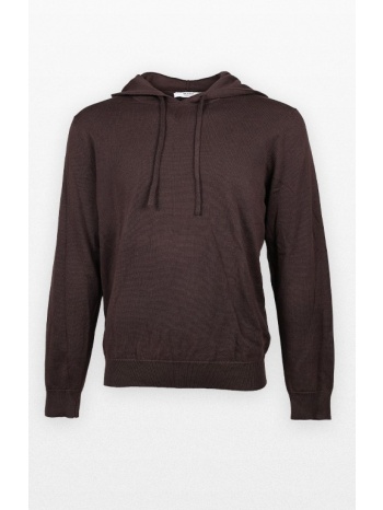 ανδρικό καφέ knitted hoodie +39masq σε προσφορά