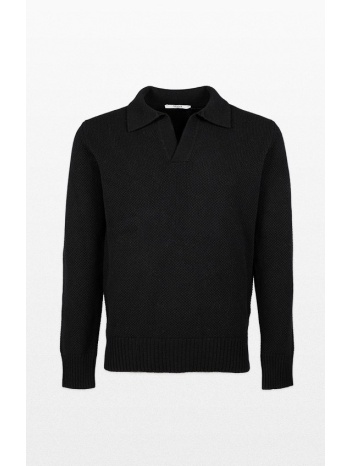 ανδρικό μαύρο knitted polo +39masq σε προσφορά