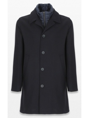 ανδρικό μαύρο single-breasted wool coat herno