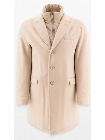 ανδρικό μπεζ shell-trimmed wool coat herno