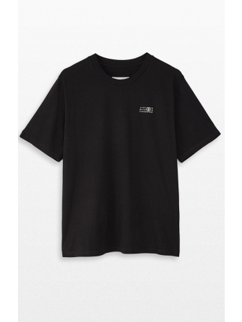 ανδρικό μαύρο cotton t-shirt mm6 maison margiela