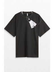ανδρικό μαύρο trompe l`oeil t-shirt mm6 maison margiela