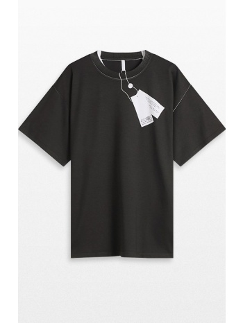 ανδρικό μαύρο trompe l`oeil t-shirt mm6 maison margiela