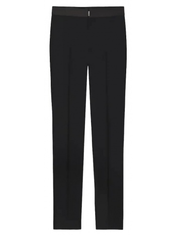 ανδρικό μαύρο pants in wool and mohair with satin belt