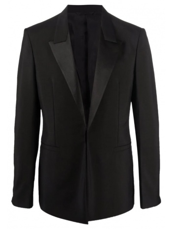 ανδρικό μαύρο jacket in wool and mohair with satin collar