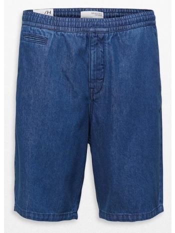 ανδρικό μπλε wide jogg denim shorts selected homme