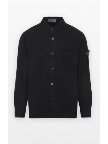 ανδρικό μαύρο organic panama cotton `old` effect overshirt σε προσφορά