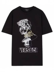 ανδρικό μαύρο logo graphic t-shirt vers versace