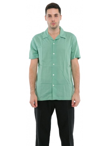 ανδρικό πράσινο cuban collar short sleeve shirt/green σε προσφορά