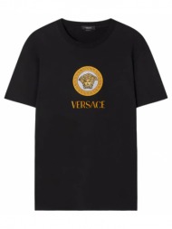 ανδρικό μαύρο embroidered medusa logo t-shirt versace