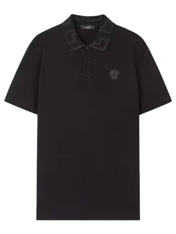 ανδρικό μαύρο greca short-sleeved polo versace