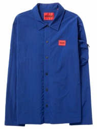 ανδρικό μπλε label logo nylon-blend overshirt hugo
