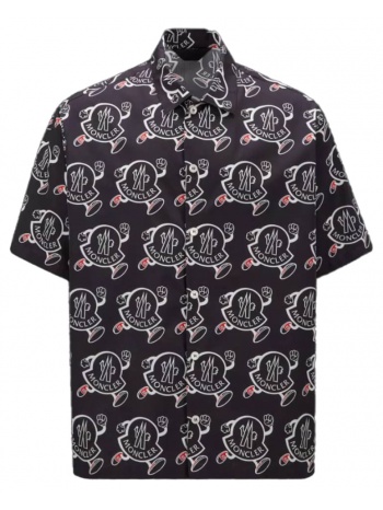 ανδρικό μαύρο logo print cotton shirt moncler σε προσφορά