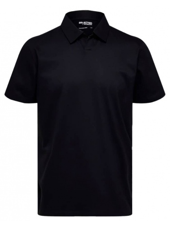 ανδρικό μαύρο mercerised polo shirt black selected homme