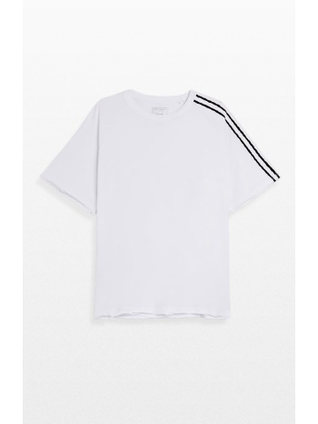ανδρικό λευκό raw edge 3 stripes t-shirt y-3