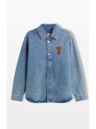 ανδρικό μπλε overshirt with knitted ami de coeur ami paris