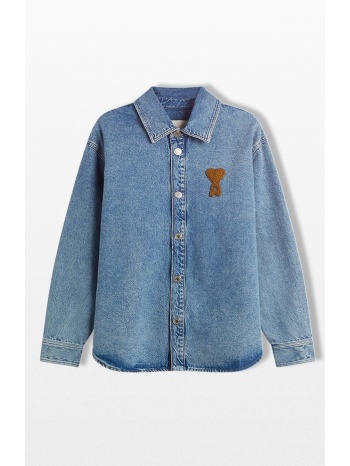 ανδρικό μπλε overshirt with knitted ami de coeur ami paris