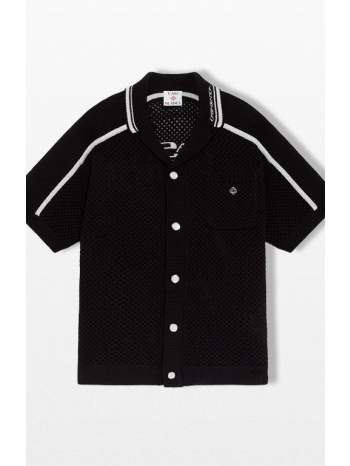 ανδρικό μαύρο black short sleeve mesh shirt casablanca