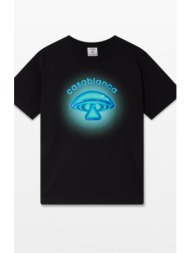 ανδρικό μαύρο airbrush mushroom logo t‑shirt casablanca
