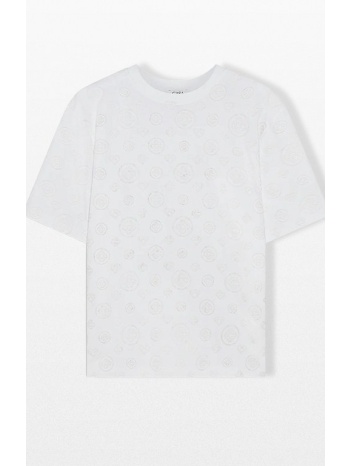 ανδρικό λευκό applique monogram t‑shirt casablanca