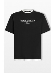 ανδρικό μαύρο logo-embroidered t-shirt dolce&gabbana