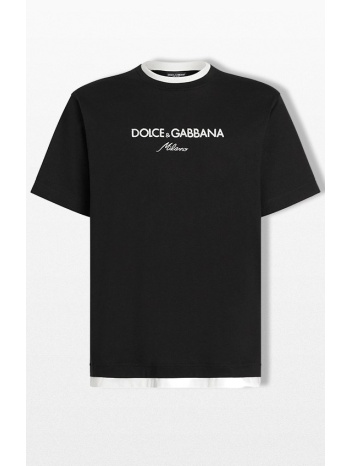 ανδρικό μαύρο logo-embroidered t-shirt dolce&gabbana σε προσφορά