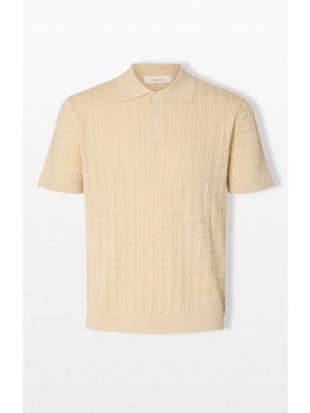 selected homme ανδρικό μπεζ knitted polo shirt