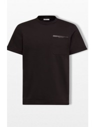 moncler ανδρικό μαύρο leather trimmed t-shirt