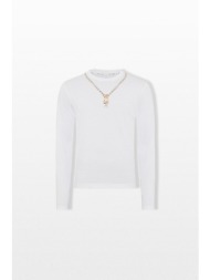 marine serre ανδρικό λευκό trompe l`oeil jewelry ls t-shirt