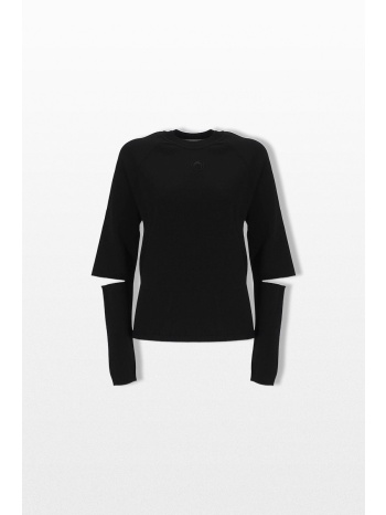 marine serre ανδρικό μαύρο moon logo slit crewneck sweater σε προσφορά