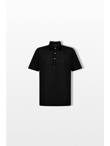 gran sasso ανδρικό μαύρο light piquet cotton polo