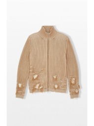 maison margiela ανδρικό καφέ ribbed κnit cardigan