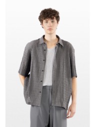 i`m brian ανδρικό γκρι short sleeved jacquard shirt