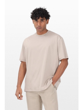 i`m brian ανδρικό μπεζ mercerized cotton crew neck t-shirt