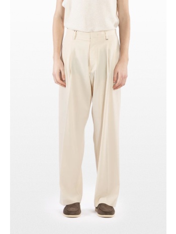 i`m brian ανδρικό μπεζ wide leg trousers with pleats