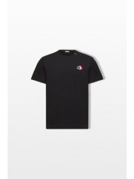 moncler ανδρικό μαύρο embroidered tricolor logo t-shirt