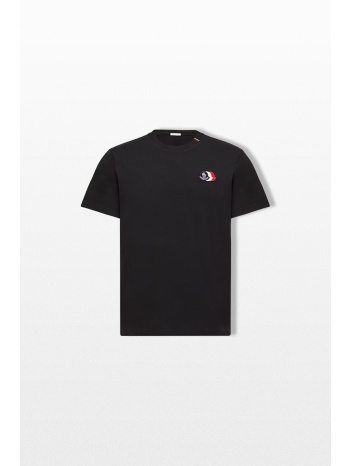 moncler ανδρικό μαύρο embroidered tricolor logo t-shirt