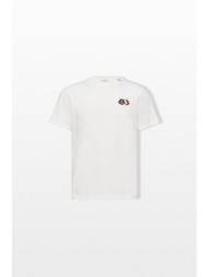 moncler ανδρικό λευκό embroidered tricolor logo t-shirt