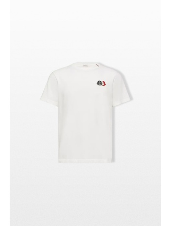 moncler ανδρικό λευκό embroidered tricolor logo t-shirt
